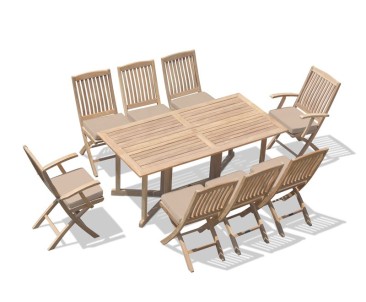 Shelley 8 Seater Drop Leaf Garden Table Bali Armchairs Side Chairs Set