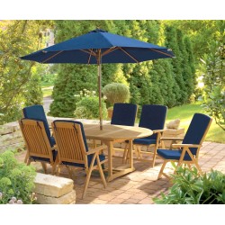 Bali 6 Seater Extending Garden Table and Reclining Chairs Set