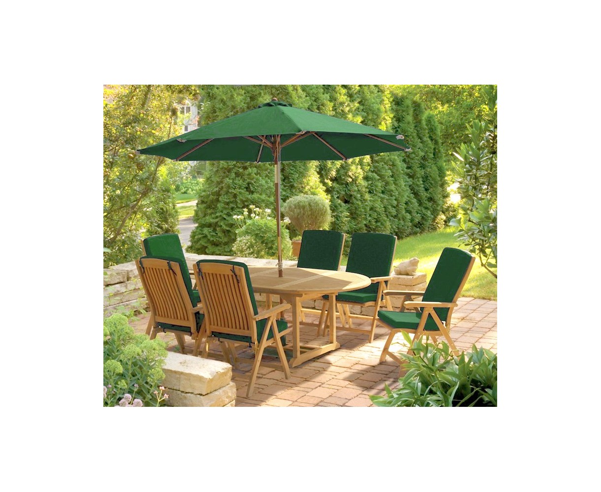 Bali Teak Garden Extendable Table and 6 Recliner Chairs Set