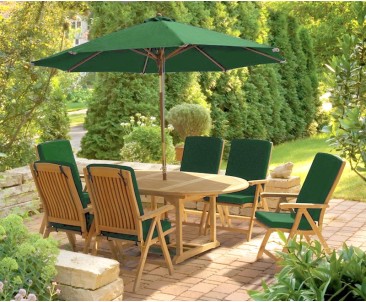 Bali Teak Extending Table and 6 Recliner Chairs Set
