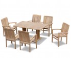 6 Seater Patio Set with Cadogan Pedestal Table 1.5m & Bali Stacking Chairs