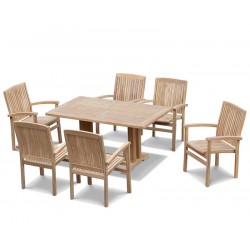 6 Seater Patio Set with Cadogan Pedestal Table 1.5m & Bali Stacking Chairs