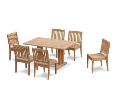 6 Seater Patio Set with Cadogan Pedestal Table 1.5m & Hilgrove Stacking Chairs