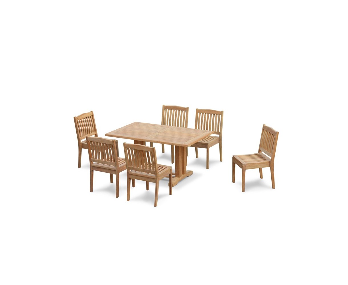 6 Seater Patio Set with Cadogan Pedestal Table 1.5m & Hilgrove Stacking Chairs