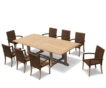 Hilgrove Rectangular Garden Table 2.6m & 8 St. Tropez Stacking Chairs