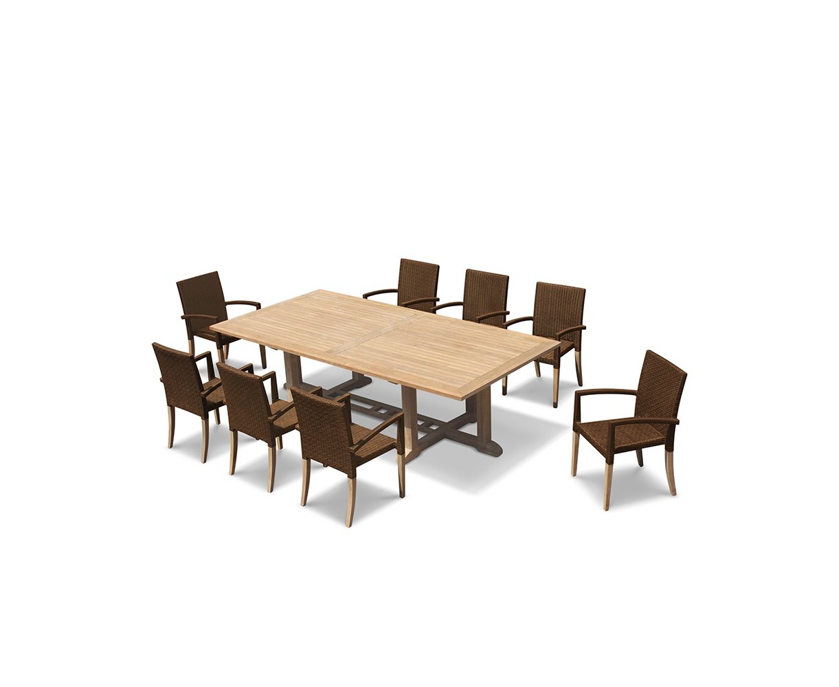 Hilgrove Rectangular Garden Table 2.6m & 8 St. Tropez Stacking Chairs