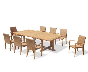Hilgrove Rectangular Garden Table 2.6m & 8 St. Tropez Stacking Chairs