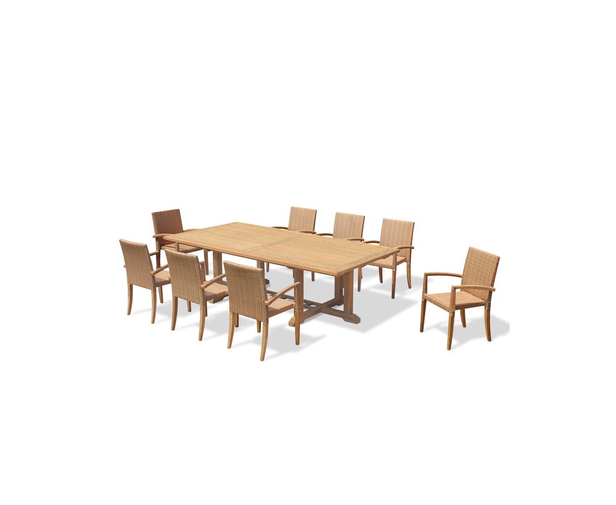 Hilgrove Rectangular Garden Table 2.6m & 8 St. Tropez Stacking Chairs
