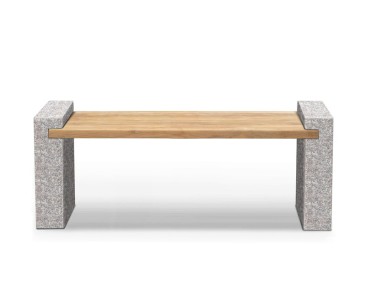 Teak and Granite Bench