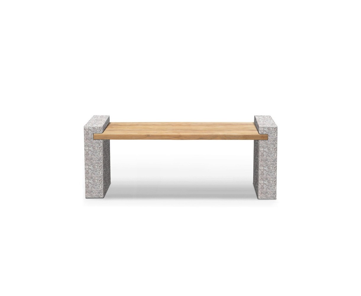 Teak and Granite Bench