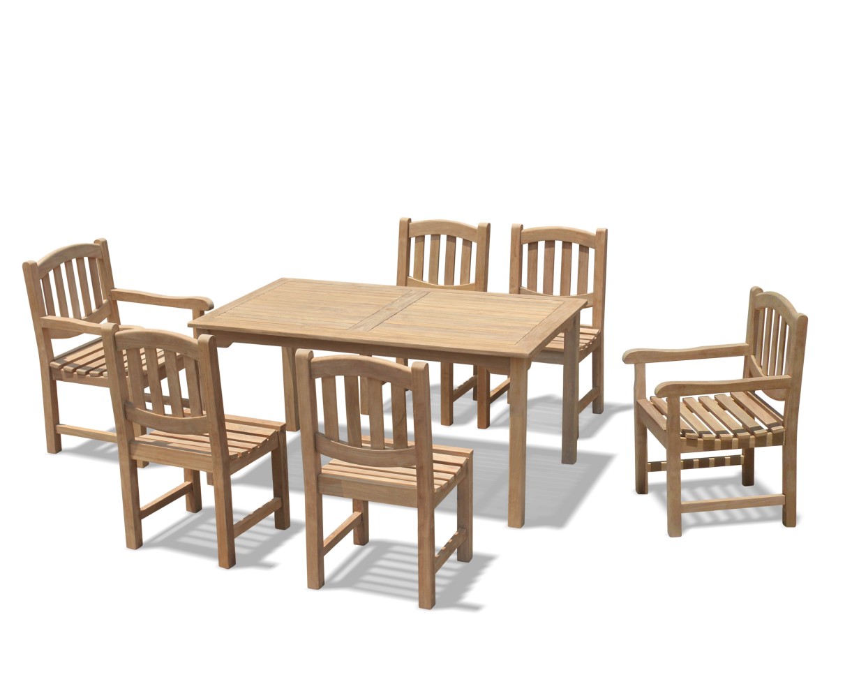 Sandringham 6 Seater Garden Table 1.5m, Ascot Side Chairs & Armchairs