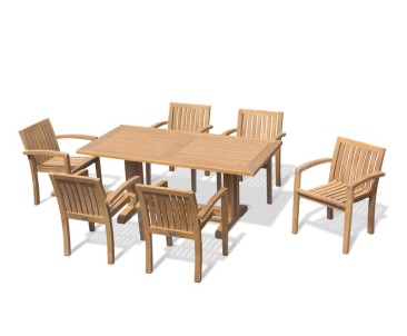 6 Seater Outdoor Dining Set with Cadogan 1.8m Table and Monaco Stacking Chairs