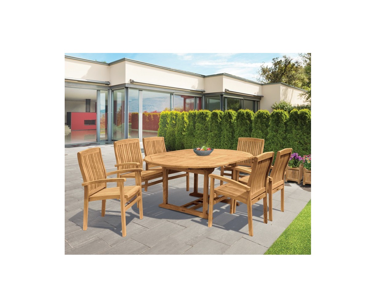 Brompton Extendable Dining Table Set with Bali Stacking Chairs