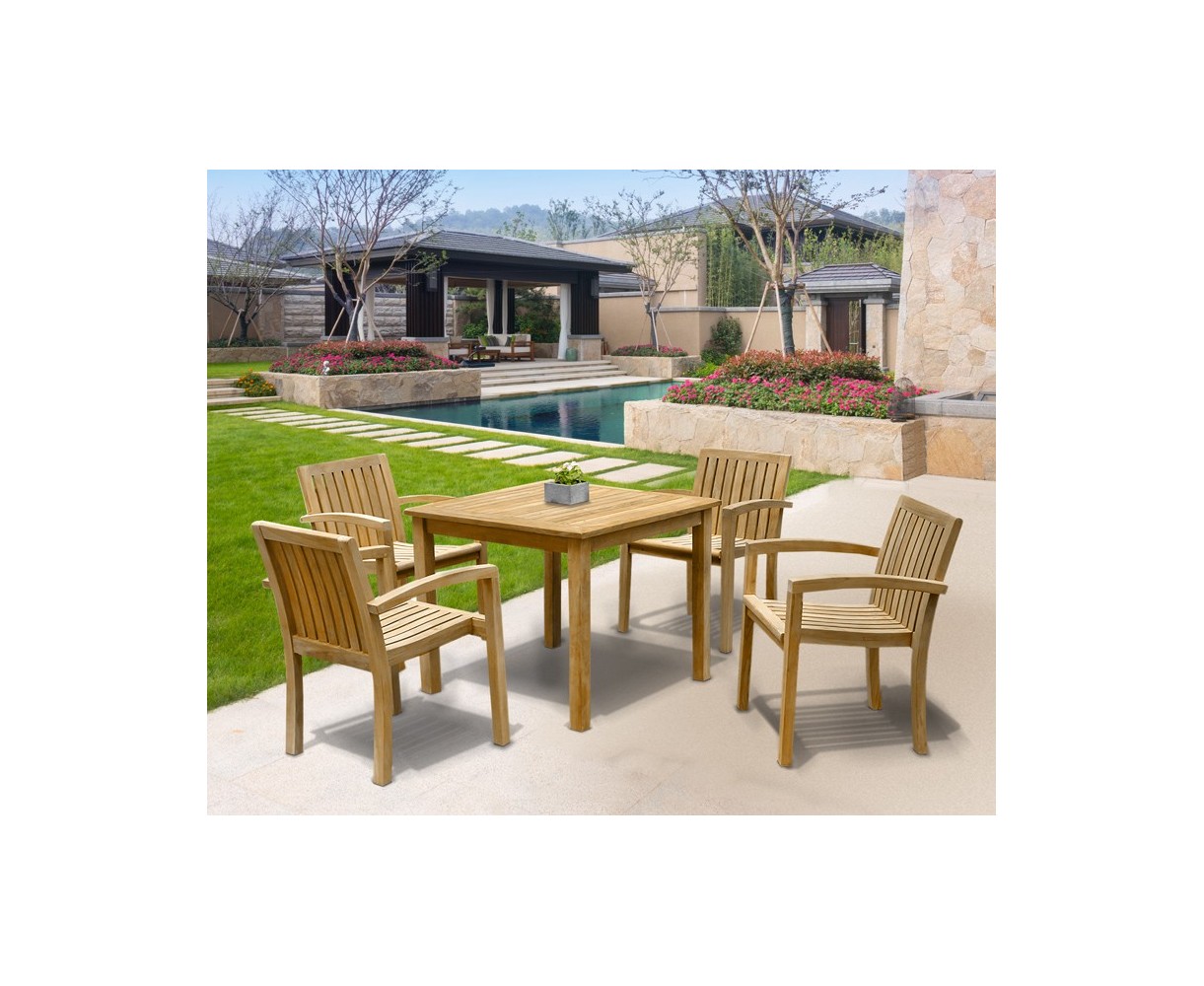 Monaco 4 Seater Garden Table and Stacking Chairs Set