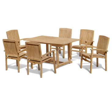 Hilgrove 6 Seater Garden Table and Bali Stacking Chairs - 6 Seater Dining Table and Chairs