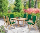 Cheltenham Teak Oval Extending Garden Table and 6 Reclining Chairs Set