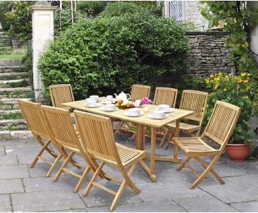 Shelley 8 Seater Teak Folding Set with Rimini Chairs