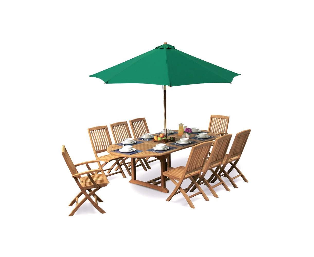 Brompton Garden Extending Table and 8 Folding Chairs Set