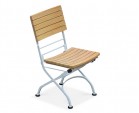Bistro Teak & White Metal Square 0.8m Table & 2 Side Chairs Set