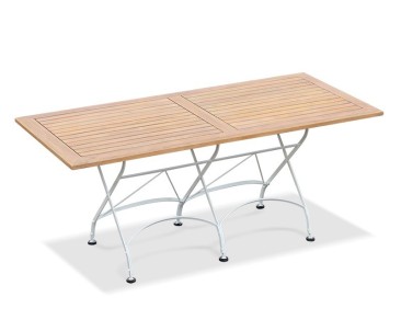 Folding Garden Dining Set with Rectangular Bistro Table 1.8m and 6 Chairs, White