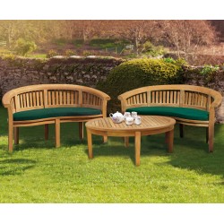 Teak Banana Bench and Coffee Table Conversation Set