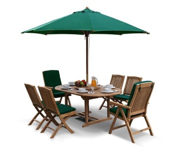 Deluxe Brompton Teak Extendable Dining Table and 6 Bali Chairs Set - Side Chairs