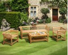 Teak Lutyens-Style Low Back Bench and Table Set - 1.95m