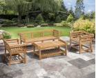 Teak Lutyens-Style Low Back Bench and Table Set - 1.65m