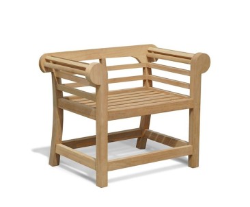 Teak Lutyens-Style Low Back Bench and Table Set - 1.65m
