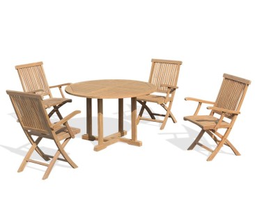 Canfield 4 Seater Round Table 1.2m & Brompton Folding Armchairs