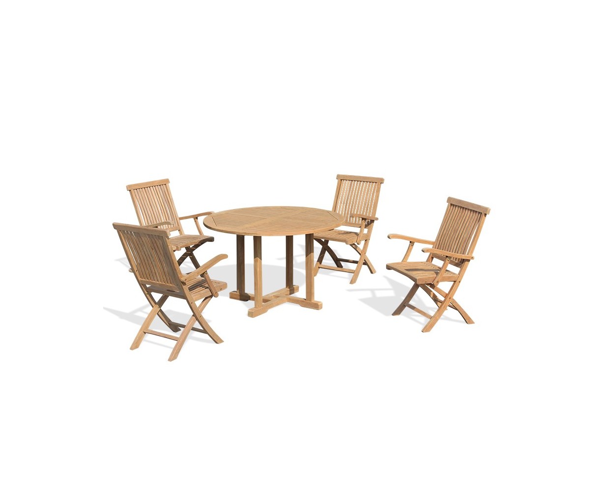 Canfield 4 Seater Round Table 1.2m & Brompton Folding Armchairs