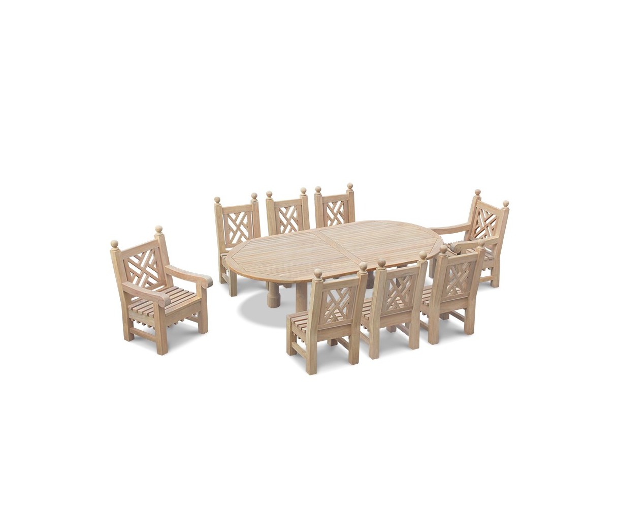 Titan 8 Seater Oval Table 1.4x2.6m, Chiswick Armchairs & Side Chairs