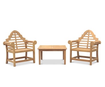 Hilgrove Square Coffee Table 90cm with 2 Lutyens-Style Armchairs