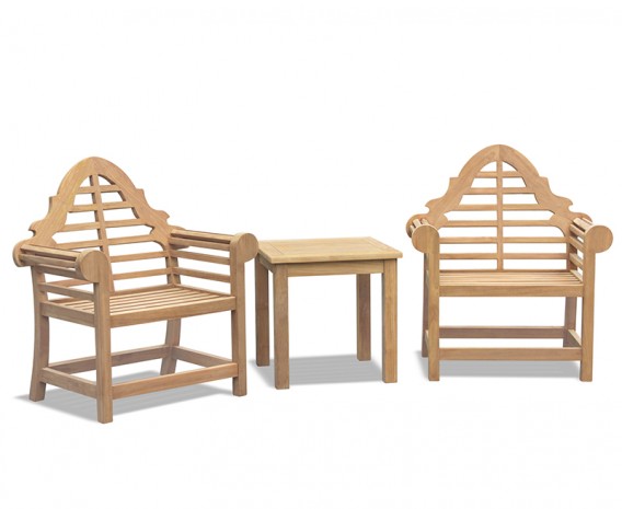Teak Tea Table and Lutyens-Style Armchairs Set