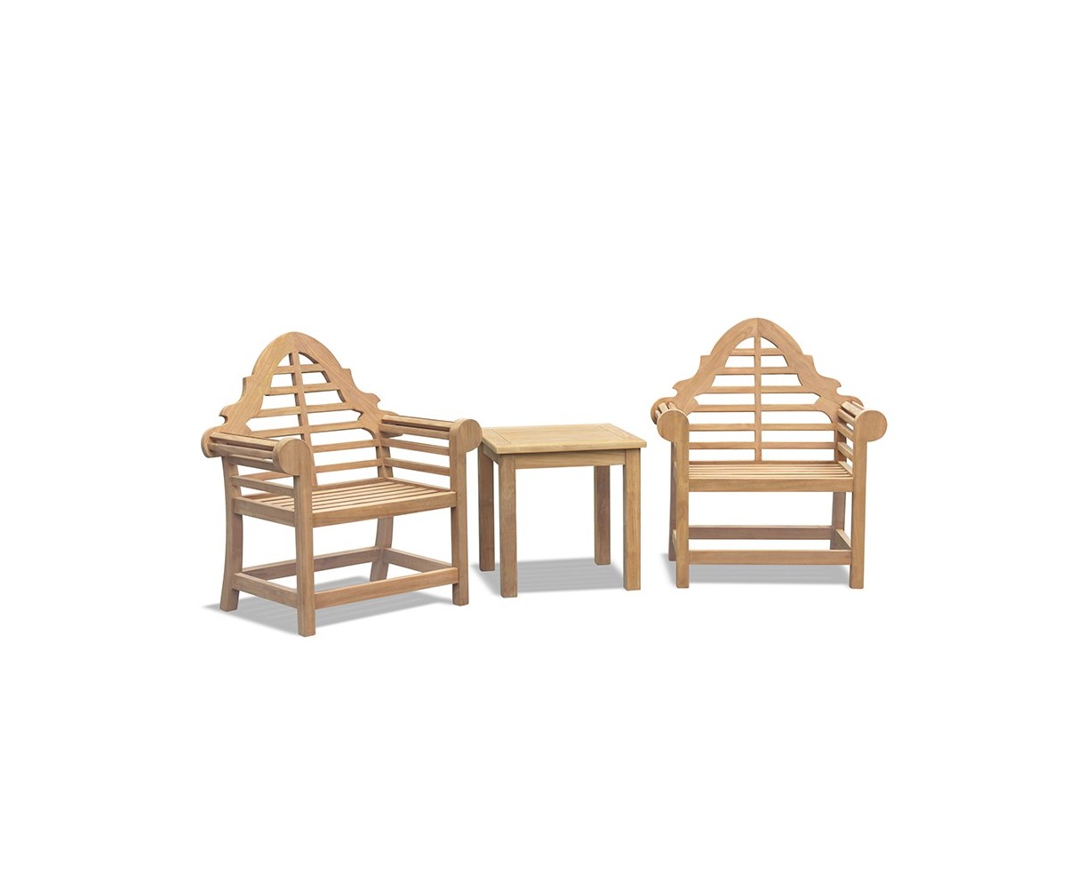 Teak Tea Table and Lutyens-Style Armchairs Set