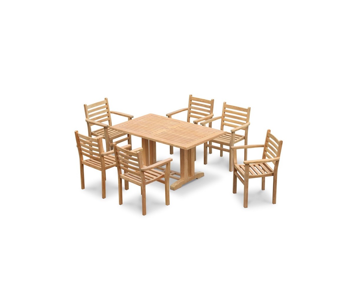 Cadogan 6 Seater Garden Pedestal Table 1.5m & Yale Stacking Chairs