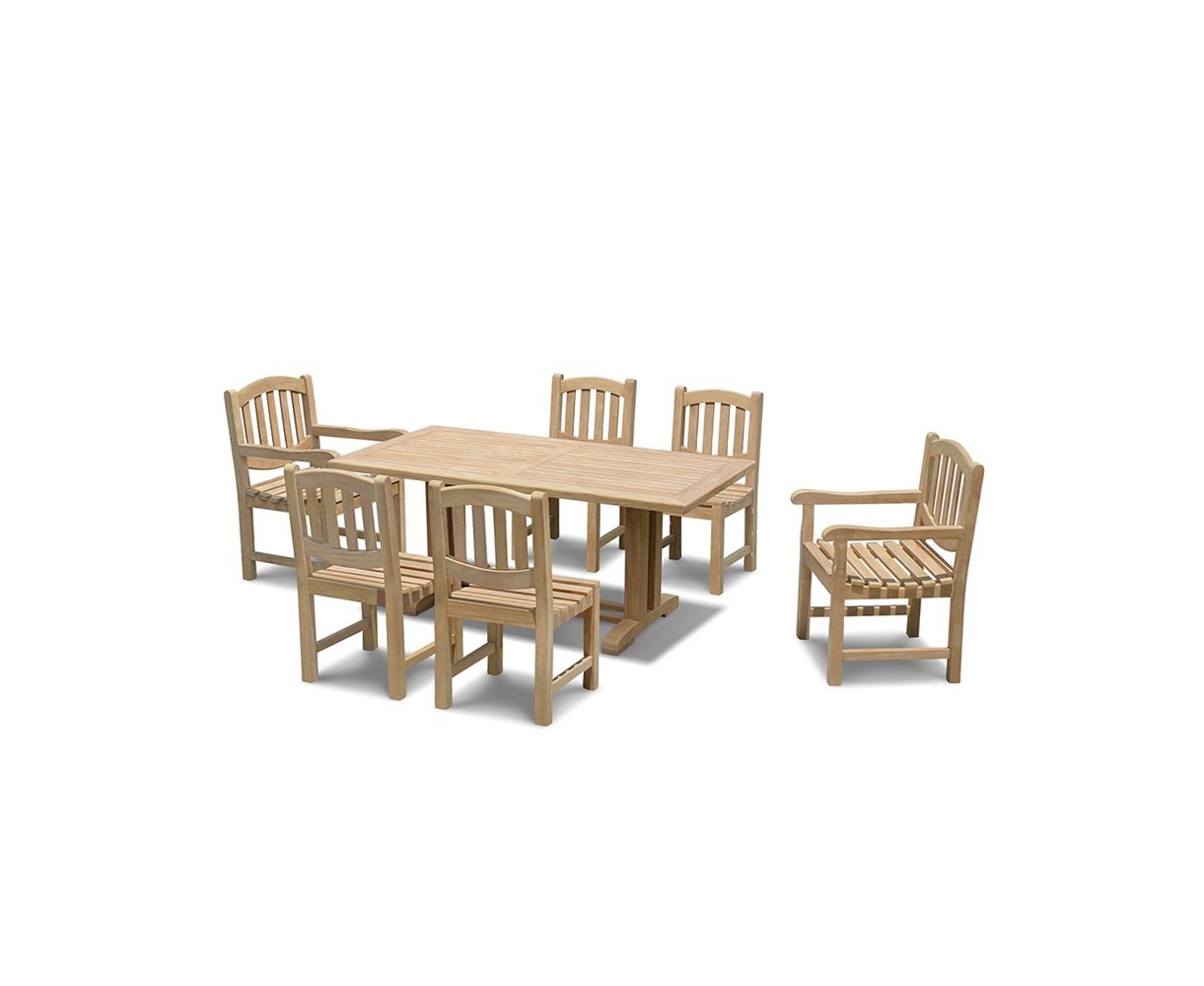 Cadogan 6 Seater Garden Table 1.5m, Ascot Side Chairs & Carver Chairs
