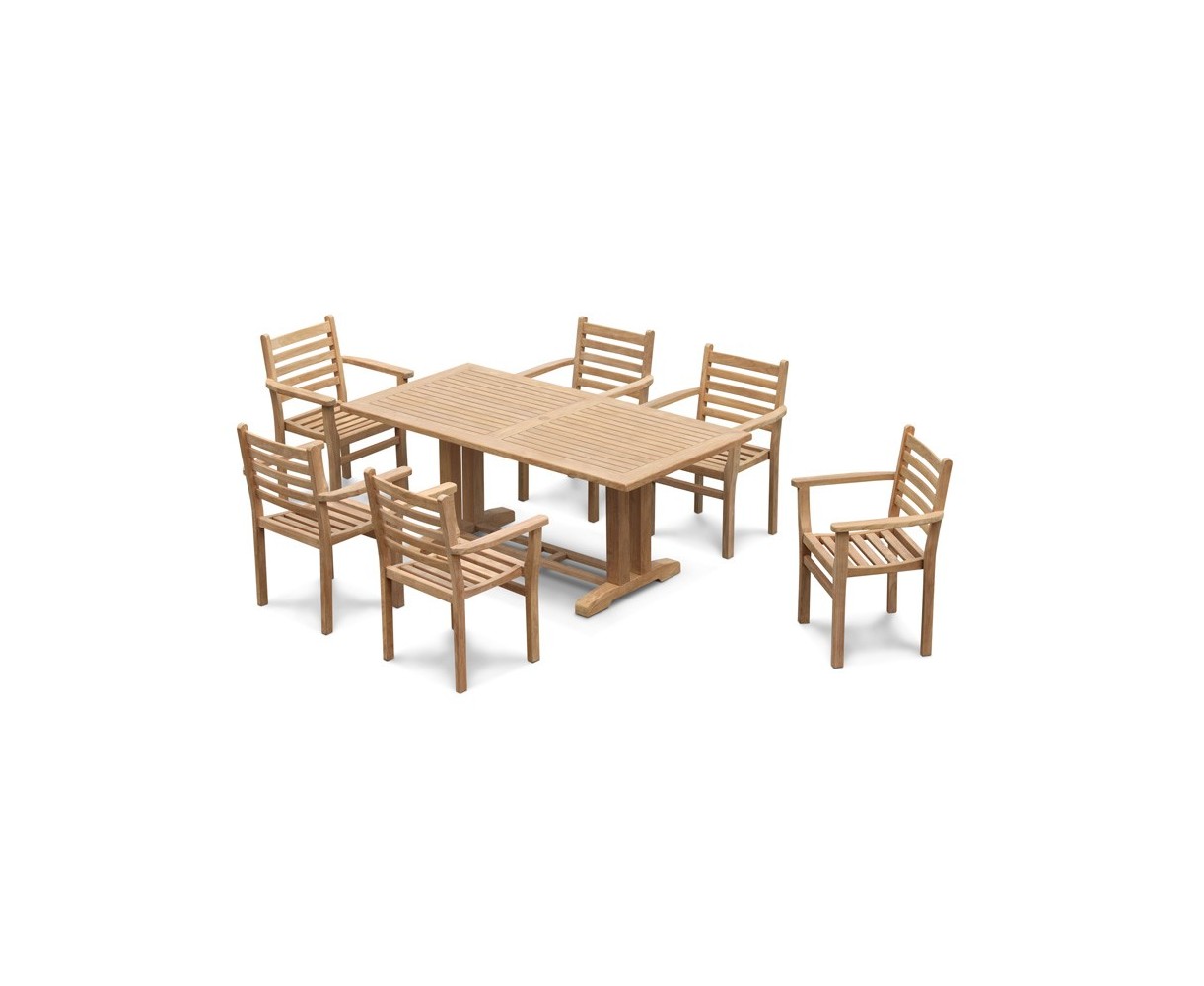 Cadogan 6 Seater Garden Pedestal Table 1.5m & Yale Stacking Chairs