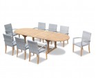 St Tropez 8 Seater Teak Table and Wicker Stacking Chairs Dining Set