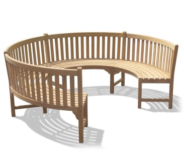 Henley ¾ Teak Curved Garden Wooden Bench
