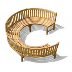 Henley ¾ Teak Curved Garden Wooden Bench 