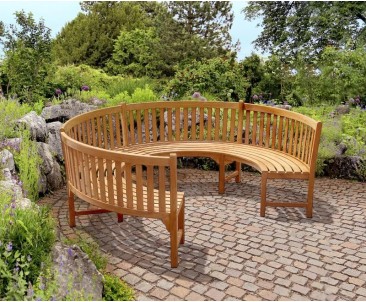 Henley ¾ Teak Curved Garden Wooden Bench