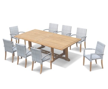 Hilgrove Rectangular Garden Table 2.6m & 8 St. Tropez Stacking Chairs