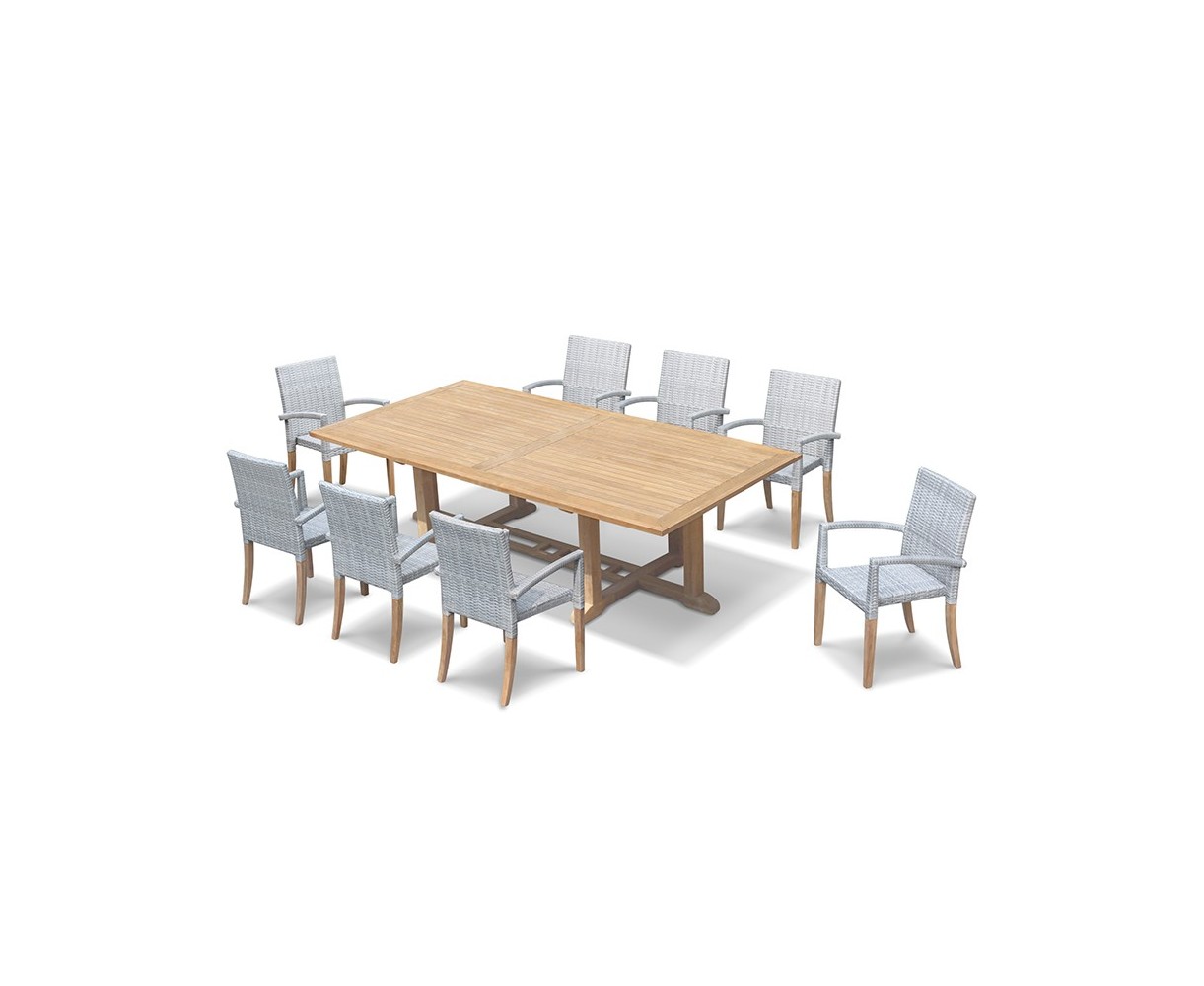 Hilgrove Rectangular Garden Table 2.6m & 8 St. Tropez Stacking Chairs