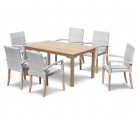 St Tropez Teak Garden Table and Rattan Stacking Chairs Set