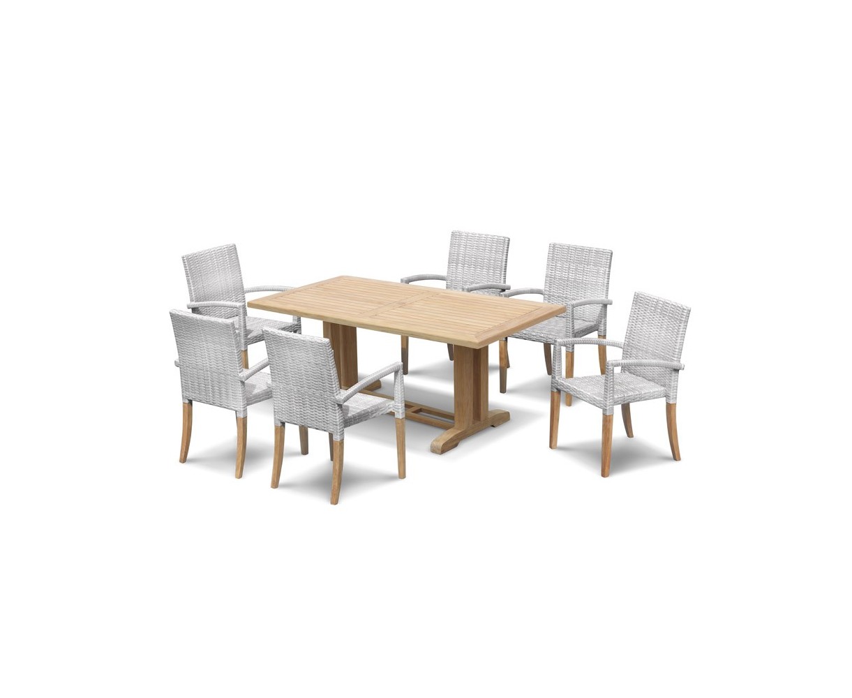 6 Seater Outdoor Dining Set with Cadogan 1.8m Table and St. Tropez Stacking Chairs