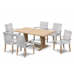6 Seater Outdoor Dining Set with Cadogan 1.8m Table and St. Tropez Stacking Chairs