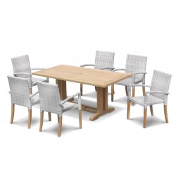 6 Seater Outdoor Dining Set with Cadogan 1.8m Table and St. Tropez Stacking Chairs