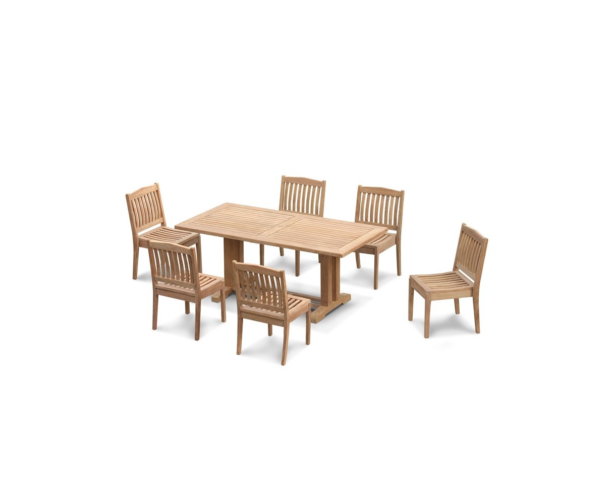 Cadogan Outdoor Pedestal Table 1.8m & 6 Hilgrove Stacking Chairs