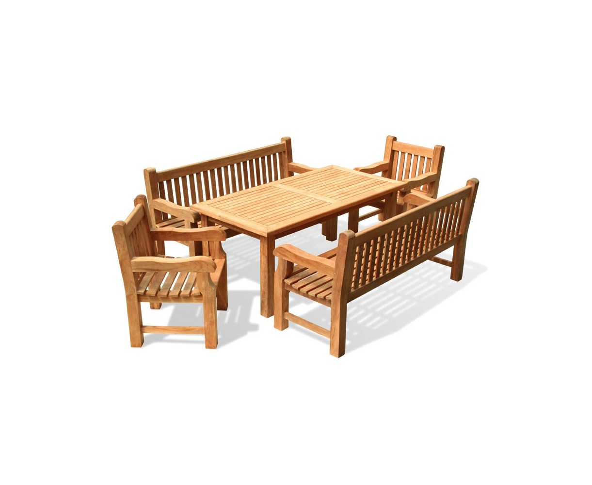 Balmoral 6ft Dining Table and Benches Set - 1.8m